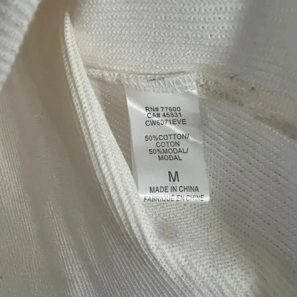 ♥️ Evereve Cream Au Lait Thermal Long Sleeve Valentines Heart Top Women Size M - Picture 6 of 6